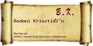 Bodoni Krisztián névjegykártya